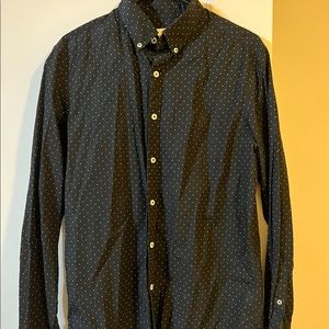 Black button down with white dots